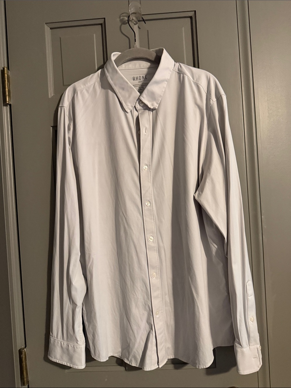 RHONE Men's Light Gray Casual Button-Down Shirt SLIM FIT